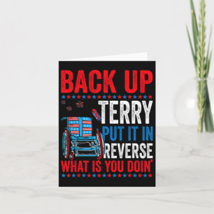 Back-up Terry zet hem in omgekeerd vuurwerk 4th of Kaart