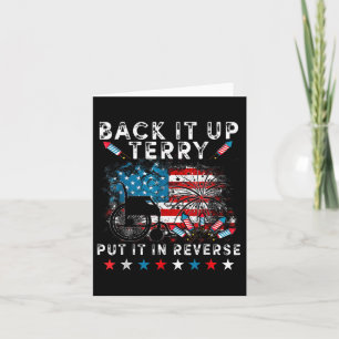 Back-up Terry zet hem in omgekeerd vuurwerk 4th of Kaart