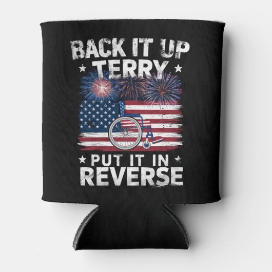 Back-up Terry zet hem in omgekeerde Fireworks Funn Blikjeskoeler (Voorkant)