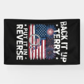 Back-up Terry zet hem in omgekeerde Fireworks Funn Spandoek (Horizontaal)