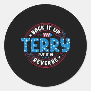Back-up Terry zet hem in omgekeerde richting op 4  Ronde Sticker