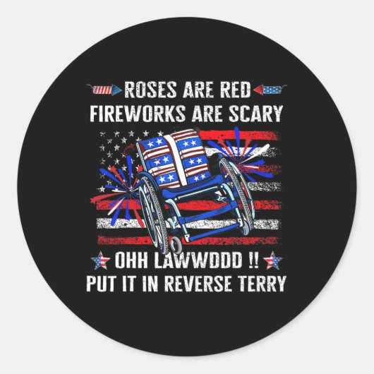 Back Up Terry Zet Hem in Zijn Reverse Firework Gra Ronde Sticker (Voorkant)