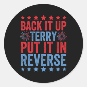Back-up Terry zet hem om in omgekeerde vuurwerk op Ronde Sticker
