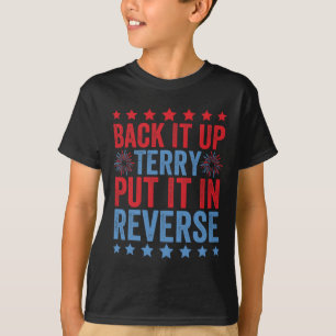 Back-up Terry zet hem om in omgekeerde vuurwerk op T-shirt