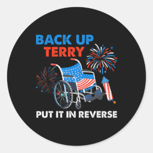 Back Up Terry Zet het in omgekeerde vuurwerk Grapp Ronde Sticker