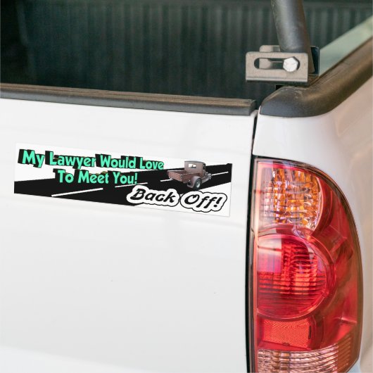 Back-up van juridische Bumpersticker (Op Truck)