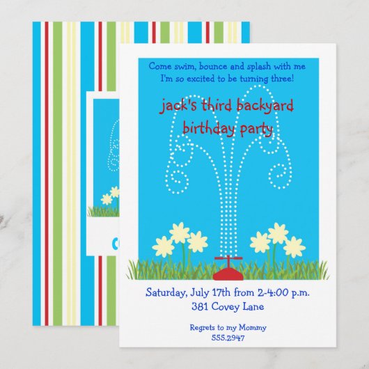 Back Yard Sprinkler Splash Bash Kaart (Voorkant / Achterkant)