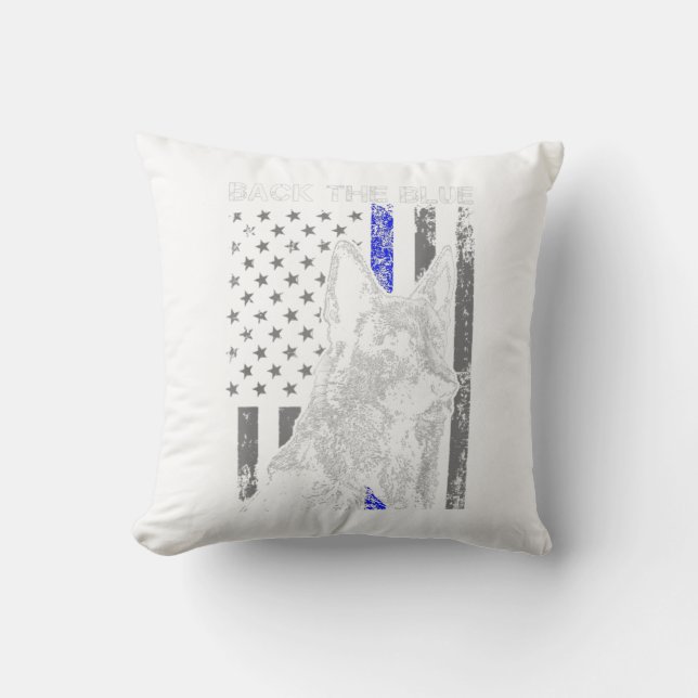 backblue thin blue line flag k-9 german shepherd kussen (Voorkant)