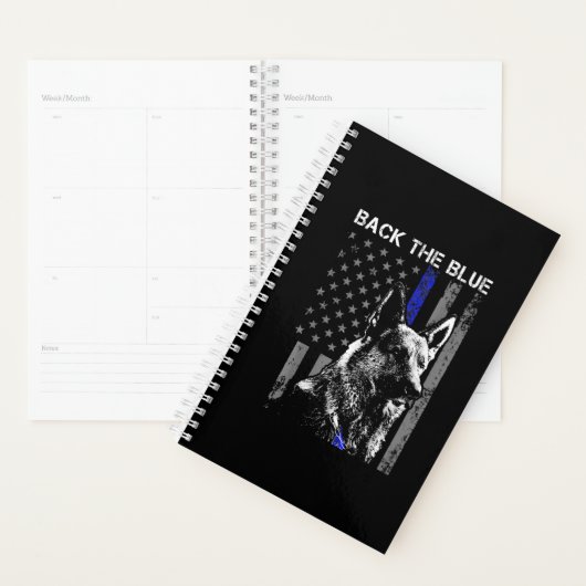 backblue thin blue line flag k-9 german shepherd planner (Display)