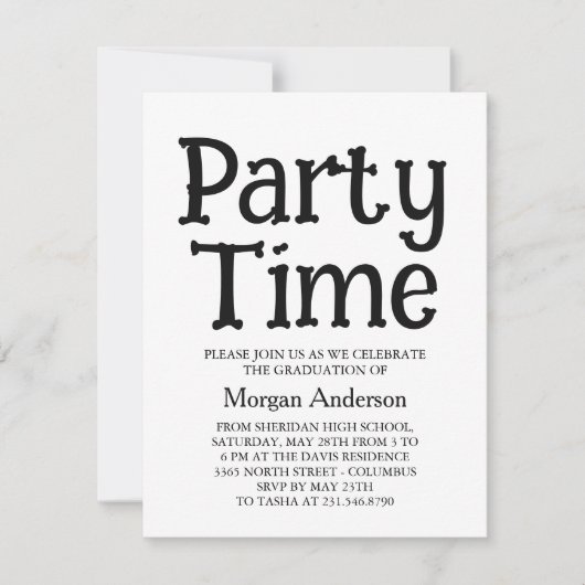 Backbone Lettertype Zwart Wit Modern Afstudeerfees RSVP Kaartje (Voorkant)
