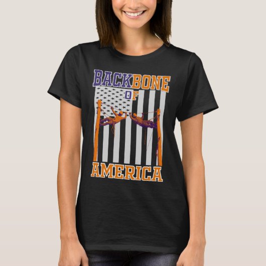 Backbone of America Lineman Lineworker T-shirt (Voorkant)