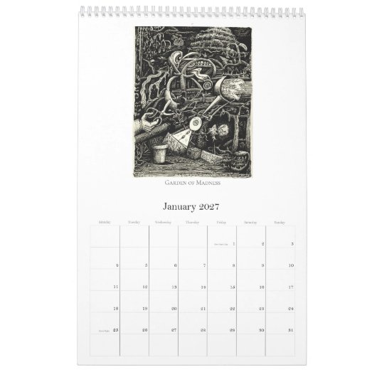 Backbrain Calendar V, 2026, Single Page Kalender (Jan 2027)