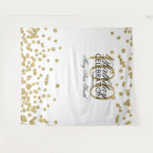 Backdrop 100th Birthday Gold White Confetti Wandkleed (Voorkant (horizontaal))