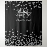 Backdrop 18th Birthday Silver Black Confetti Wandkleed<br><div class="desc">Elegant 18th Birthday Party "Photo Booth Backdrop" Silver Black Glitter Confetti .</div>