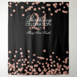 Backdrop 21st Birthday Roos Gold Black Confetti Wandkleed<br><div class="desc">Elegant 21e verjaardag Roos Gold Black Glitter Confetti "Foto Booth Backdrop" .</div>