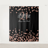 Backdrop 21st Birthday Roos Gold Black Confetti Wandkleed (Voorkant)