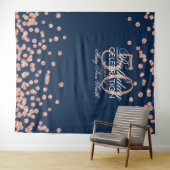 Backdrop 50th Birthday Roos Gold Navy Confetti Wandkleed (In Situ (horizontaal))