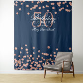 Backdrop 50th Birthday Roos Gold Navy Confetti Wandkleed (In situ)
