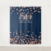 Backdrop 50th Birthday Roos Gold Navy Confetti Wandkleed (Voorkant)