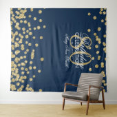 Backdrop 80th Birthday Gold Navy Confetti Wandkleed (In Situ (horizontaal))