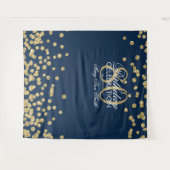 Backdrop 80th Birthday Gold Navy Confetti Wandkleed (Voorkant (horizontaal))
