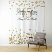 Backdrop Quinceanera Party Gold Confetti Wandkleed (In situ)