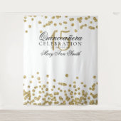 Backdrop Quinceanera Party Gold Confetti Wandkleed (Voorkant)