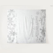 Backdrop Sweet 16 Silver Winter Snowflakes Wandkleed (Voorkant (horizontaal))