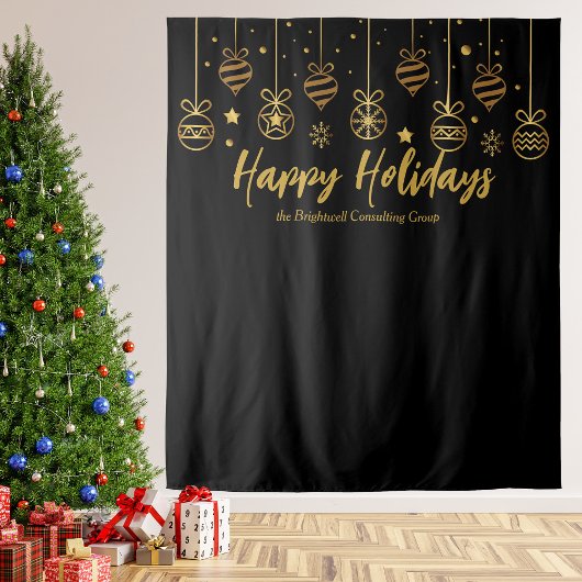 Backdrop voor Black Gold Business Holiday Party Wandkleed