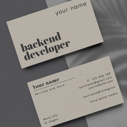 Backend ontwikkelaar moderne visitekaartje