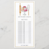 Backer Pastchef Waterverf Bakgerei  Menu (Voorkant)