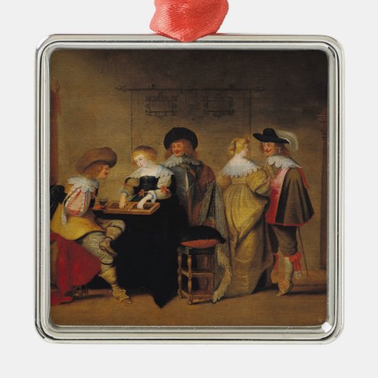 Backgammaspelers Metalen Ornament (Voorkant)