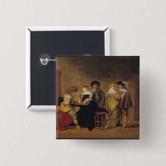 Backgammaspelers Vierkante Button 5,1 Cm (Voorkant /achterkant)