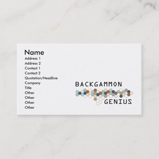 Backgammon Genius Visitekaartje (Voorkant)