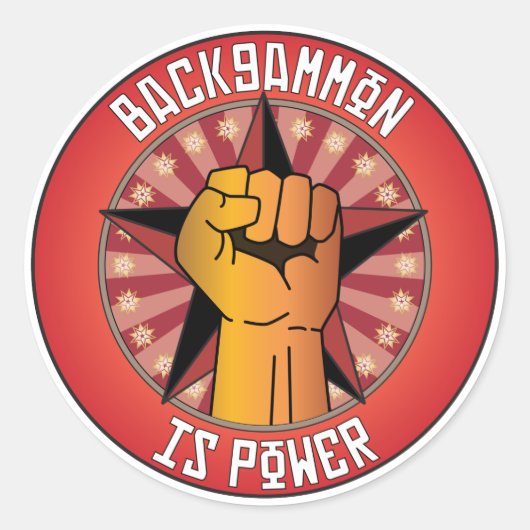 Backgammon is macht ronde sticker (Voorkant)