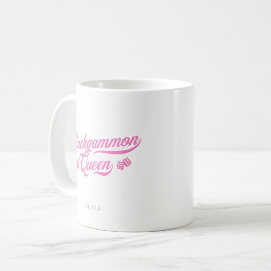 Backgammon Koningin Roze Script Koffiemok (Voorkant links)