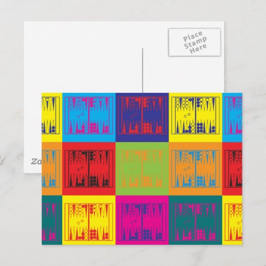 Backgammon Pop Art Briefkaart (Voorkant / Achterkant)