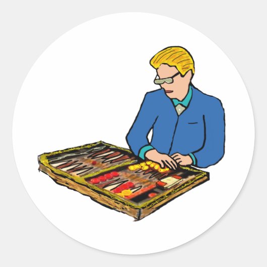 Backgammon Ronde Sticker (Voorkant)