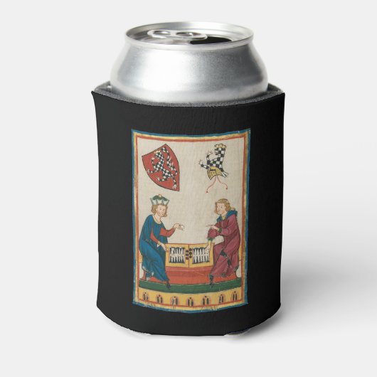 Backgammon spel, 14e eeuwse middeleeuwse kunst blikjeskoeler (Blikje Achterkant)