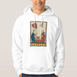 Backgammon spel, 14e eeuwse middeleeuwse kunst hoodie