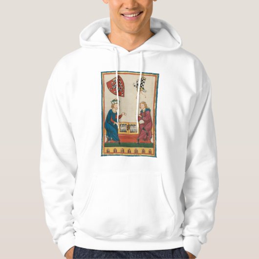 Backgammon spel, 14e eeuwse middeleeuwse kunst hoodie (Voorkant)