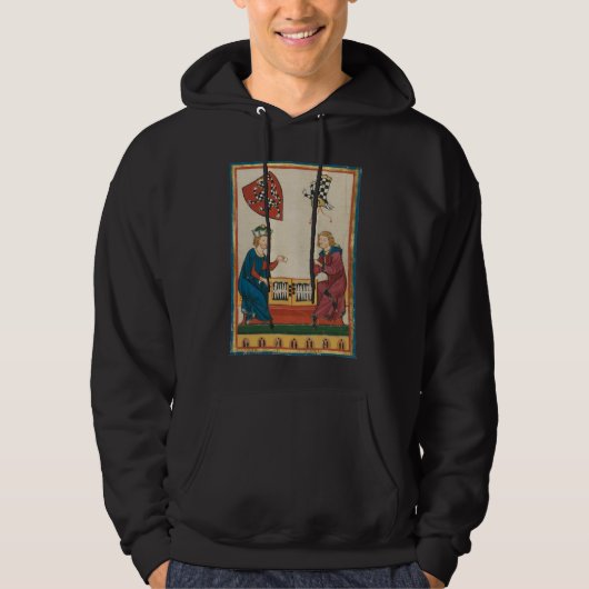Backgammon spel, 14e eeuwse middeleeuwse kunst hoodie (Voorkant)