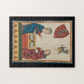 Backgammon spel, 14e eeuwse middeleeuwse kunst legpuzzel (Horizontaal)