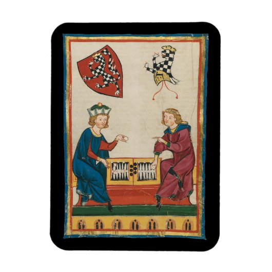 Backgammon spel, 14e eeuwse middeleeuwse kunst magneet (Verticaal)