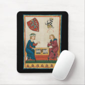 Backgammon spel, 14e eeuwse middeleeuwse kunst muismat (Met muis)