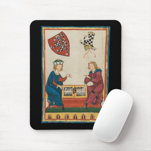 Backgammon spel, 14e eeuwse middeleeuwse kunst muismat (Met muis)