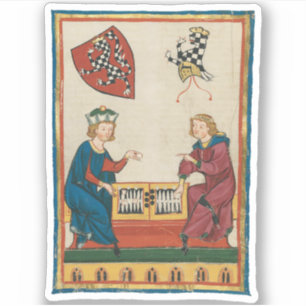 Backgammon spel, 14e eeuwse middeleeuwse kunst sticker