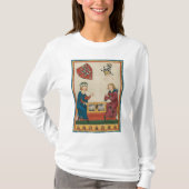 Backgammon spel, 14e eeuwse middeleeuwse kunst t-shirt (Voorkant)