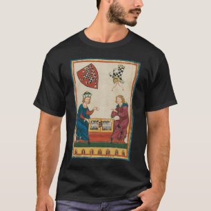 Backgammon spel, 14e eeuwse middeleeuwse kunst t-shirt
