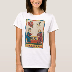 Backgammon spel, 14e eeuwse middeleeuwse kunst t-shirt